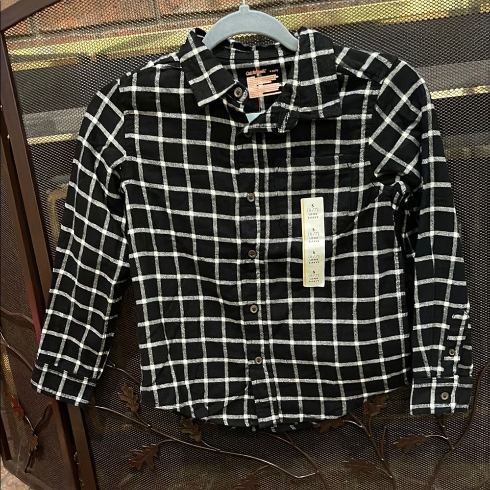 Cat & Jack Kids Black and White Checkered Button Down Shirt